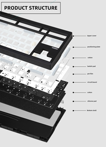 ZUOYA-Kit de teclado mecánico para juegos, kit de teclado para juegos con 3 modos, inalámbrico, Bluetooth, RGB, intercambiable en caliente - Product Image 3