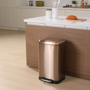 JILI Modern tasarım altın dikdörtgen Pedal paslanmaz çelik çöp kovası 30 litre mutfak oturma odası çöp için yüksek sınıf seçin - Product Image 5