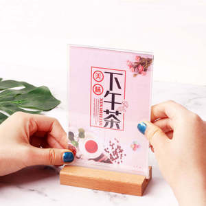 Tùy chỉnh kích thước A4 A5 Bảng Máy tính để bàn chủ gỗ cơ sở acrylic đơn Đăng hiển thị đứng menu lịch chủ - Product Image 3