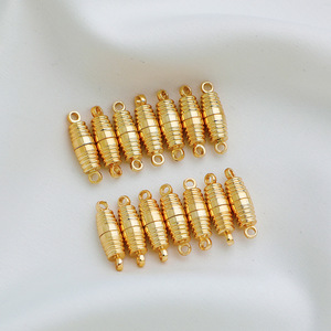 14k镀金光滑蛋形磁扣带螺纹子弹形端Diy手工条纹磁铁配件 - Product Image 3