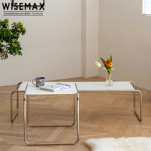 WISEMAXFURNITUREモダンノルディックシンプルステンレススチールコーヒーテーブルセットウッドテーブルトップコンビネーションセンターテーブル - Product Image 5