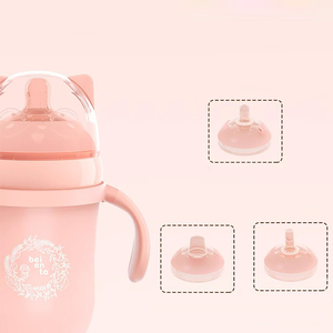 زجاجة أطفال من السيليكون مضادة للمغص خالية من مادة البولي بروبيلين مخصصة لطيفة خالية من مادة البولي بروبيلين من 0-12 شهرًا وطباعة للأطفال الصغار - Product Image 3