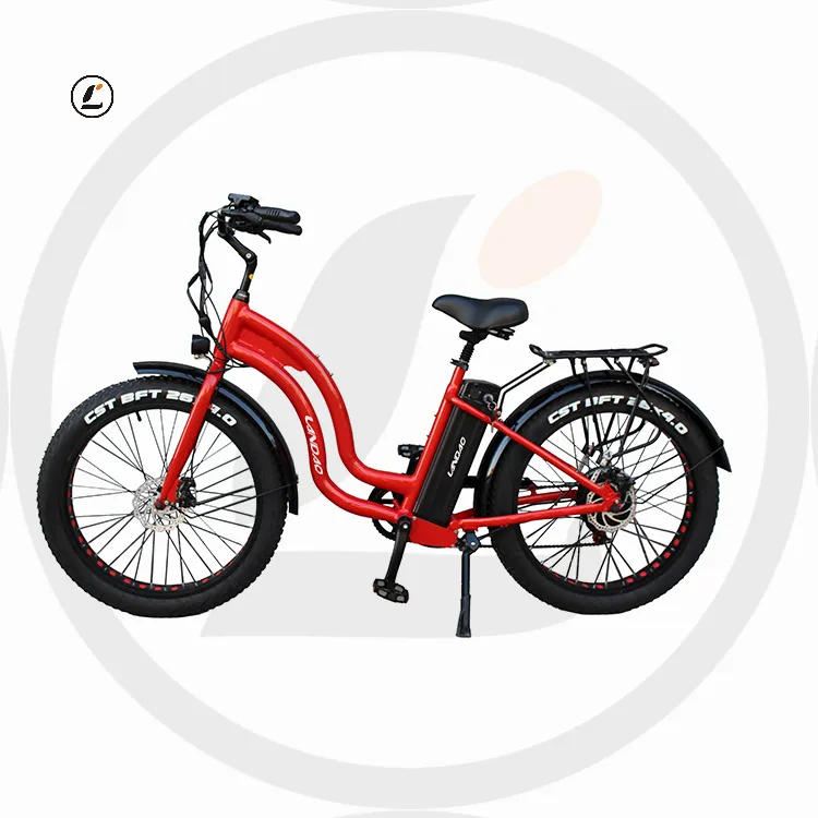 Landao pneu de bicicleta elétrico mid drive, pneu gordo da bicicleta em bateria de lítio de 26 ", motor sem escova, bicicleta gorda, feita na china