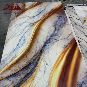 WYC工場直販金メッキとカラフルなPVC大理石模様の薄い壁パネル防水防湿 - Product Image 2