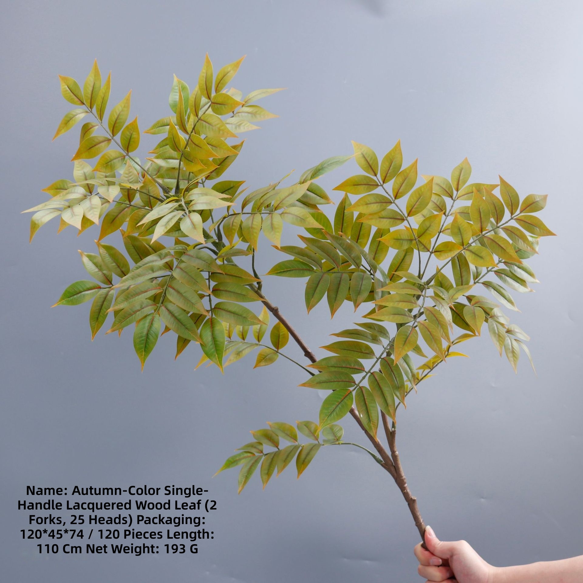 Autumn color single pole lacquer wood leaves-2 forks 25 heads