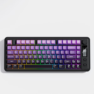 Teclado para juegos de tres modos de 81 teclas: 2,4G/BT/controles de volumen/iluminación dedicados con cable con funcionamiento de membrana de pantalla TFT