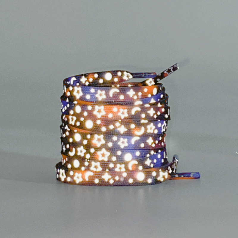 Black and blue reflective stars galaxy shoelaces