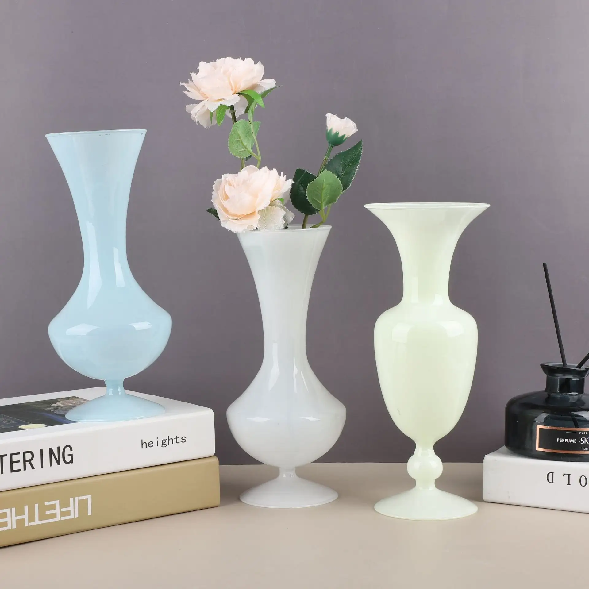 Vaso de vidro para decoração de sala de estar, arranjo de flores, dispositivo nórdico simples e transparente para vento, pequeno e seco