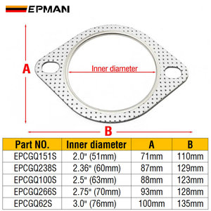 Epman เทอร์โบรถยนต์ปะเก็น2-สายฟ้าสำหรับ catback ท่อไอเสียส่วนหัวลงท่อร่วม2 "2.36" 2.5 "2.75" 3" - Product Image 3