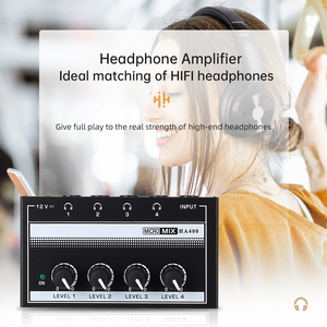 Mini Home Studio Stereo Audio Equipment 4 Channel Headphone <strong>Amplifier</strong> with 4 X 6.35mm Earphone <strong>Outputs</strong> Interface - Product Image 3
