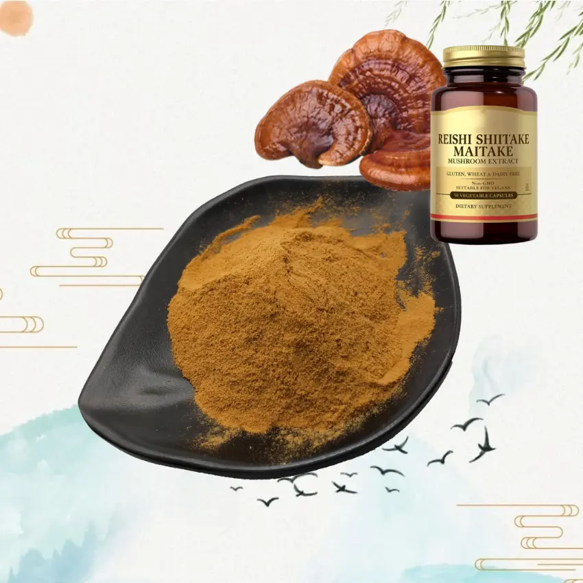 Nhà máy cung cấp Reishi chiết xuất bột Reishi Nấm viên nang tùy chỉnh Reishi Nấm chiết xuất viên nang với chai