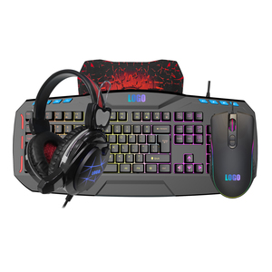 低価格コンピューターアクセサリーLedバックライトRGBLEDレインボーゲーミングコンボゲーマー4IN1セット - Product Image 1