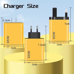 PD 120W hızlı şarj dizüstü bilgisayar adaptörü tipi C çift PD hızlı şarj çift USB şarj QC3.0 çok limanlar duvar şarj - Product Image 5