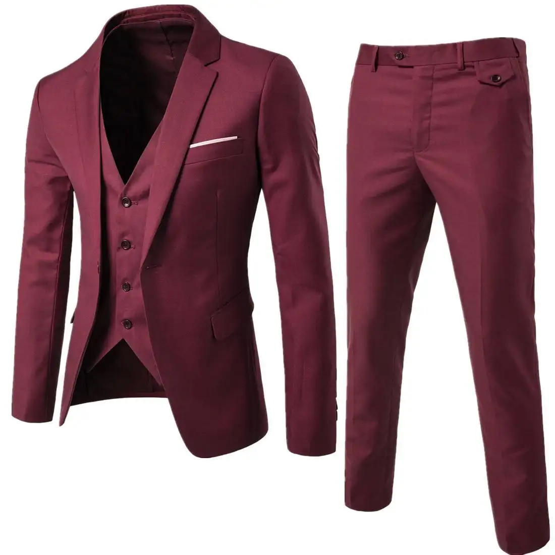 Hot Selling Luxe Heren Trouwpak Fashion Mannen Slim Business Office Suit Sets Maat Mannen