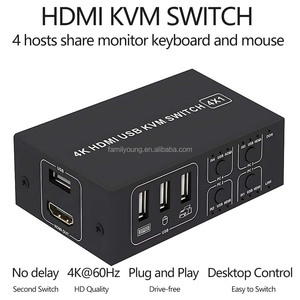 多機能4K @ 60Hz HD-MI KVMスイッチボックス4ポートUSBKVMスイッチ4 in 1 OutラップトップPCシェアモニタープリンターキーボードマウス - Product Image 2
