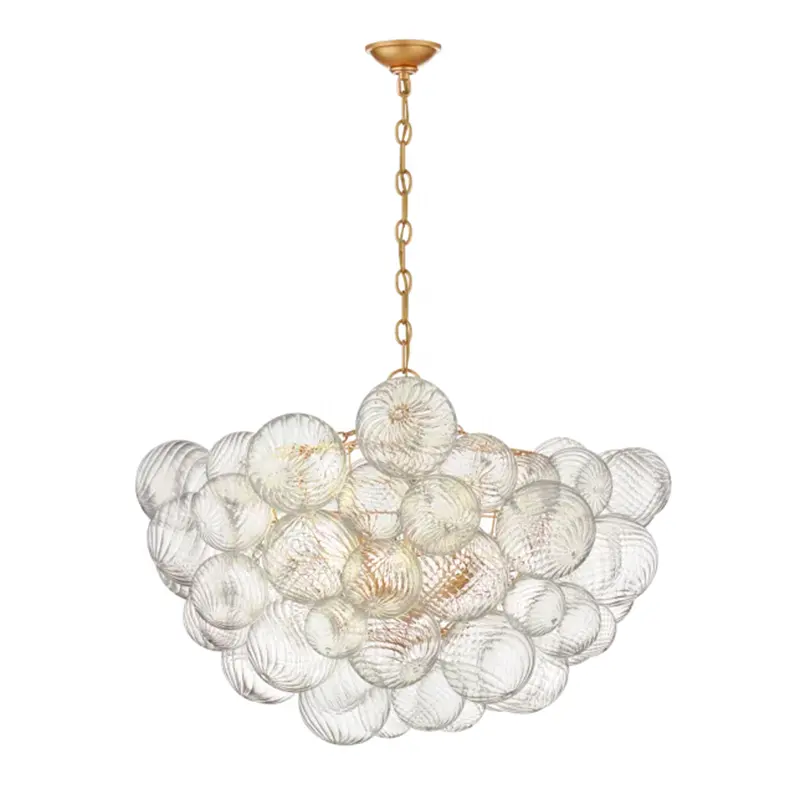 Lámpara colgante de bola de burbuja nórdica, luz de cristal soplado en oro transparente para dormitorio moderno, estudio, comedor, lámparas de diseñador
