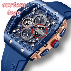 CURREN özel Logo FashionWatches büyük arama benzersiz RectangularHollow tasarım kol saatleri ile kronograf otomatik tarih - Product Image 1