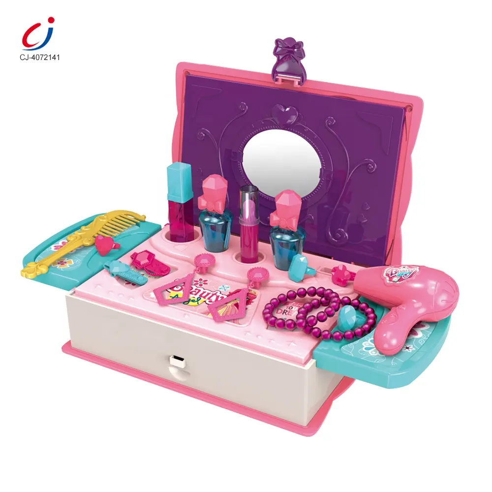 Chengji nuevo 3 en 1 tablero de dibujo libro mágico niñas fingen jugar juguetes de belleza jugar Kit de juguete de maquillaje para niña