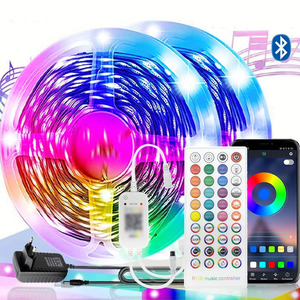 15m 49ft 5050 Self-Adhesive Smart LED Strip Light with 44-Key <strong>IR</strong> <strong>Remote</strong> and Bluetooth Music Control for Home Pary Game Room