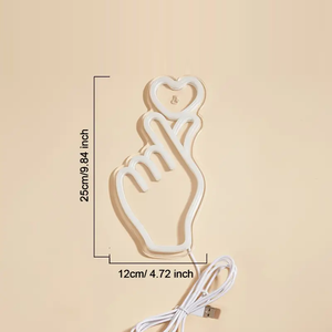 ป้ายไฟนีออน LED ท่าทางรูปหัวใจไฟกลางคืน, ไฟนีออนพลังงาน USB 5V เหมาะสําหรับห้องนอนครอบครัว, หอพัก, การชุมนุม - Product Image 4