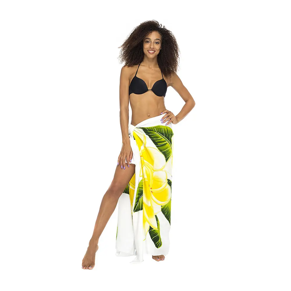 Çevre dostu 100% Rayon plaj için sarong pareo beachwear mayo plaj havlusu pareo