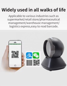Escáner omnidireccional 1D/2D Escáner de código QR Lector de código de barras Escáner de código de barras de matriz de datos 2D de detección automática de escritorio para ventas
