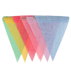 Banderas de banderines de colores, banderines de arpillera de imitación, decoración en colores pastel, 12 unidades - Product Image 5