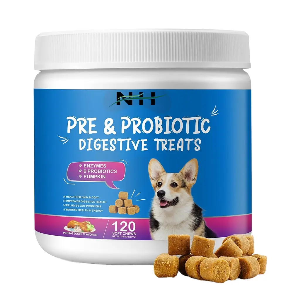 OEM/ODM Probiotique naturel à mâcher doux Nourriture pour animaux de compagnie Supplément probiotique pour la santé intestinale du chien