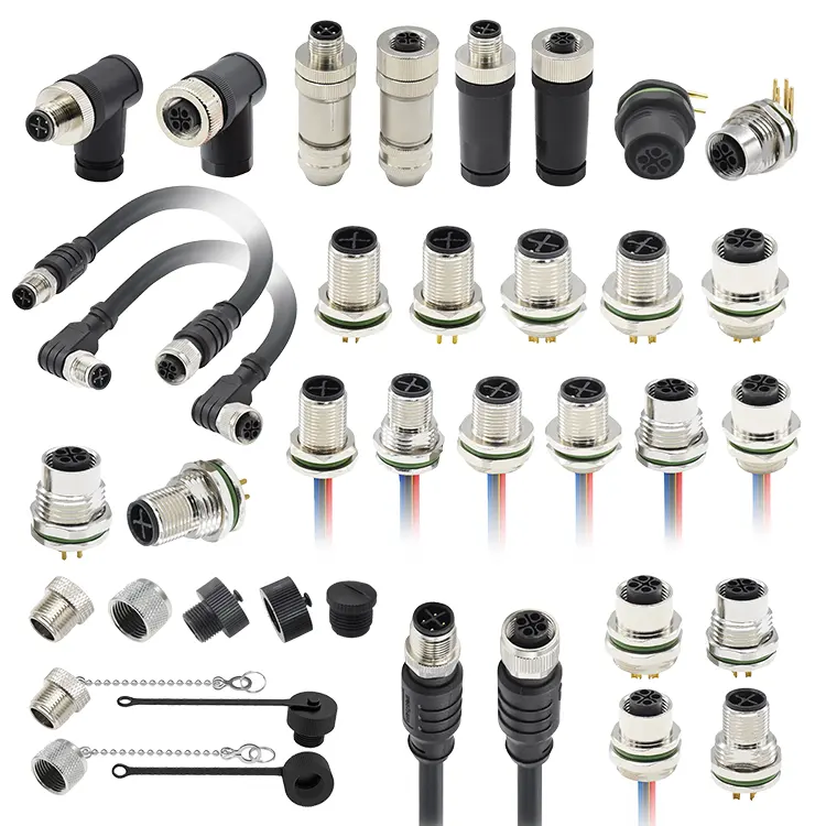 Electrical connector plugs socket 4 pin S coded male Female welding sensor plastic cover M12 waterproof cable connector