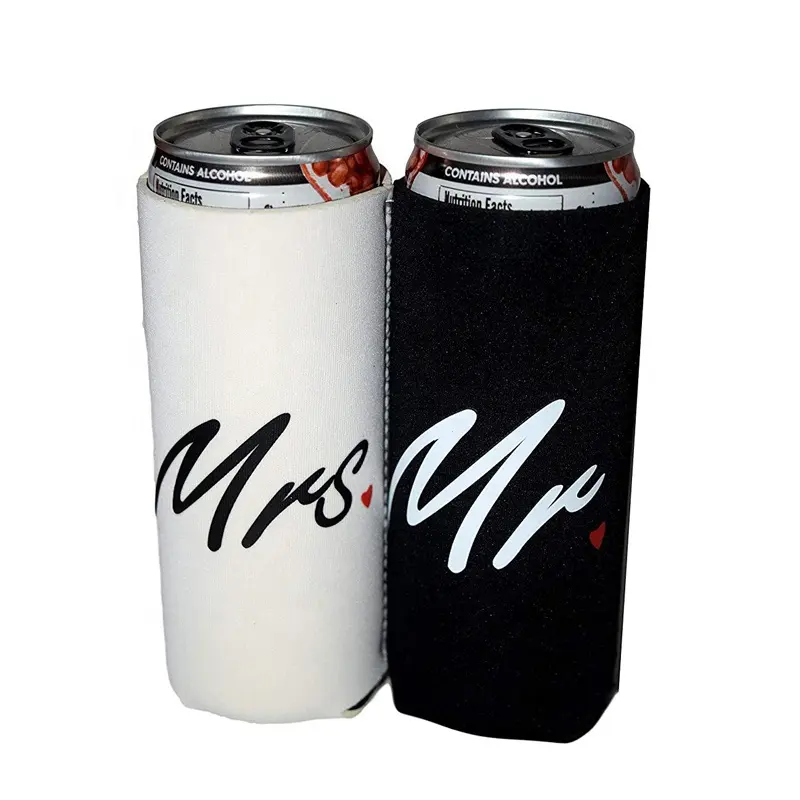 Low MOQ all'ingrosso slim logo personalizzato neoprene beer can coolers bag tozzo cola coozies isolati