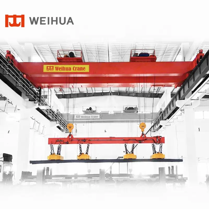 WEIHUA Heavy Duty 20/5t Double Beam Underslung Magnetic Chuck Bridge Crane 20 ton 5 ton for Rolling Mill