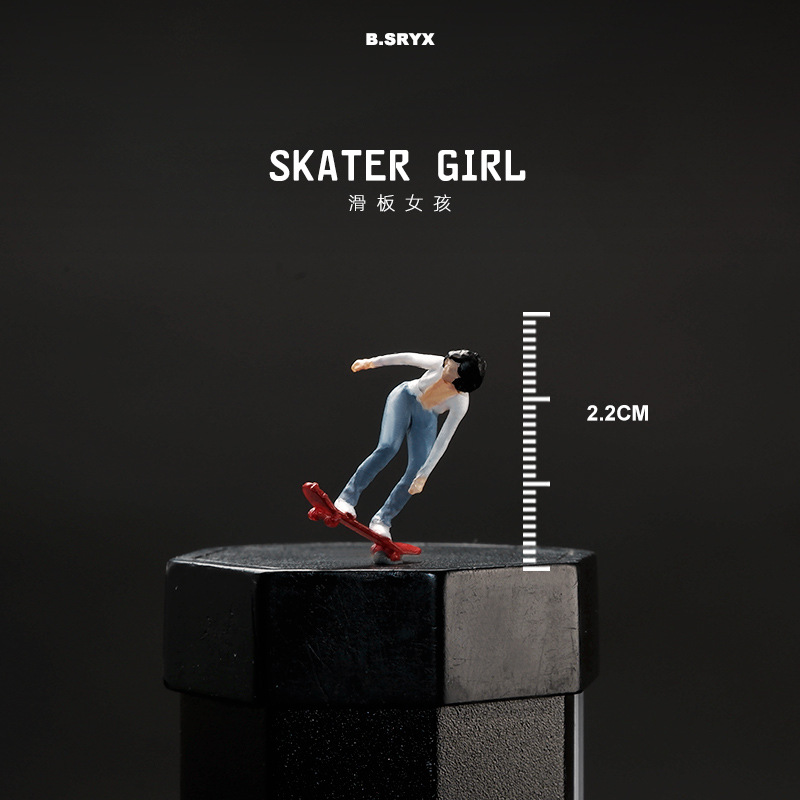 Fille jouant avec un skateboard - Blanc et Rouge