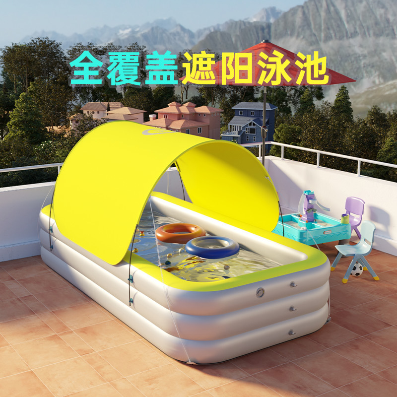 Auvent d'ombrage pour piscine jaune de 21 m avec chargement sans fil