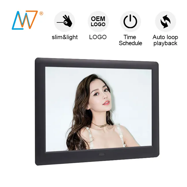 Harga Persegi 8 Inch Tipis LCD Digital Photo Frame RoHS dengan Gambar Video Loop Pemutaran