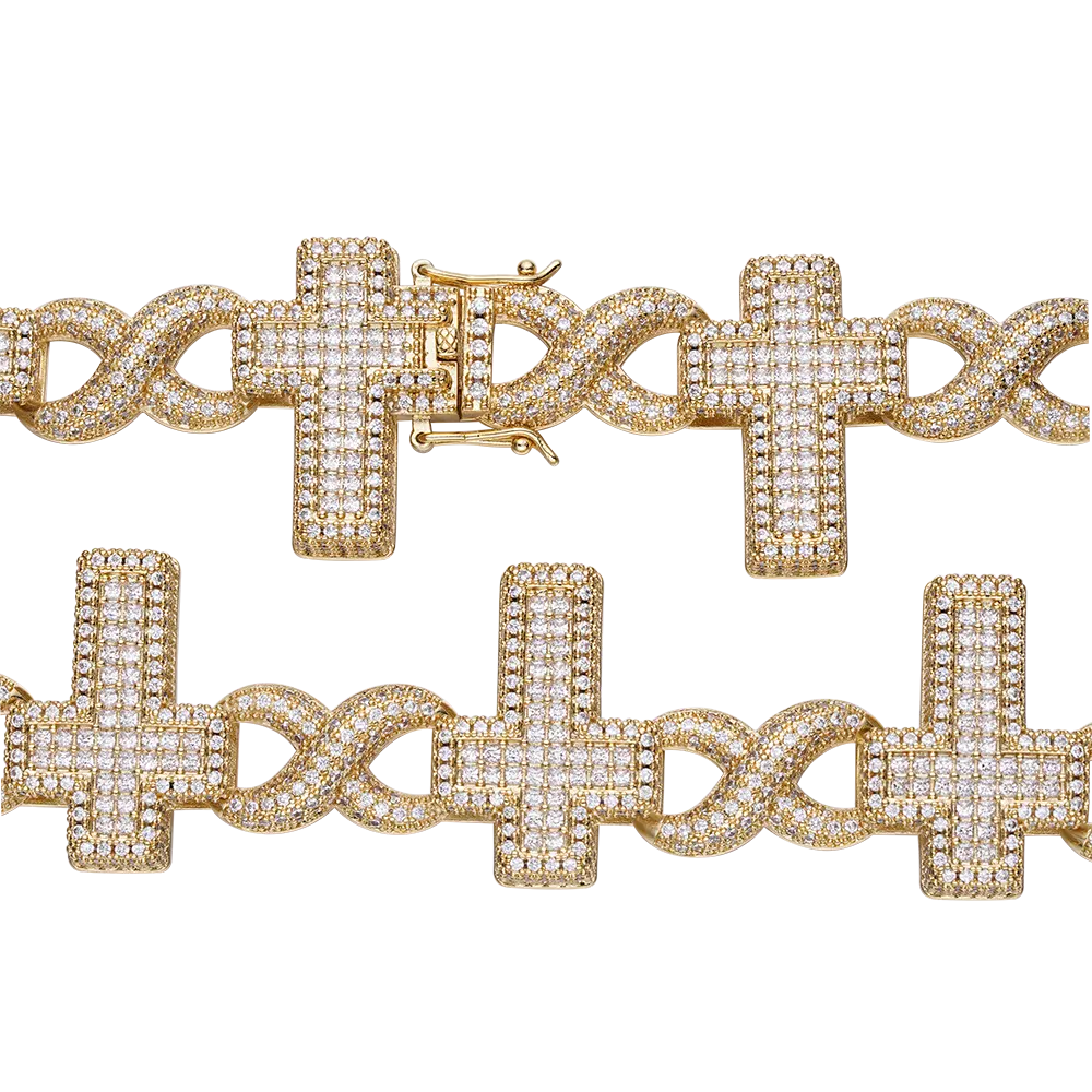 Cadenas de eslabones cubanos de Plata de Ley 925, joyería de rapero de paso de diamante de moissanita, chapado en oro de 14K
