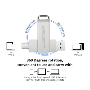 USB 2.0 TYPE-C闪存驱动器USB C闪存驱动器金属银新产品可旋转定制标志记忆棒 - Product Image 3
