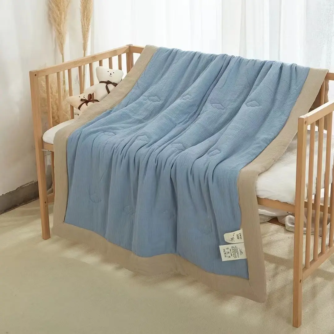 Baby-Textil 100 % Baumwolle Musselin-Beistellteil-Set Zwillingsgröße Gauseteppiche für Doppelbett, weiches leichtes Alljahreszeittchen-Set