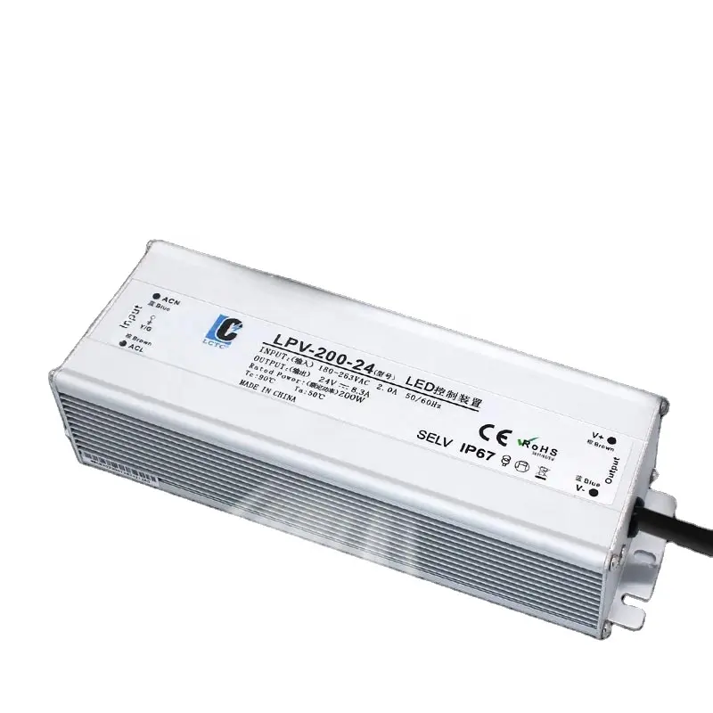200w su geçirmez IP67 yüksek gerilim 220V güç kaynağı dc 5v 12v 13.5V 15v 24v 48V trafo LED sürücü anahtarlama güç kaynağı