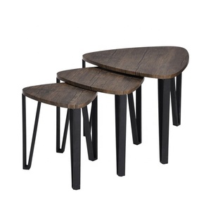 Juego de 3 mesas de centro de anidamiento apilables triangulares para lugares pequeños - Product Image 6