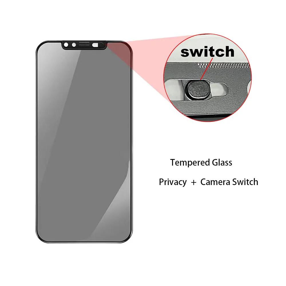 Privacy Tempered Glass Screen Protector for iPhone 15 14 13 12 with Camera Switch