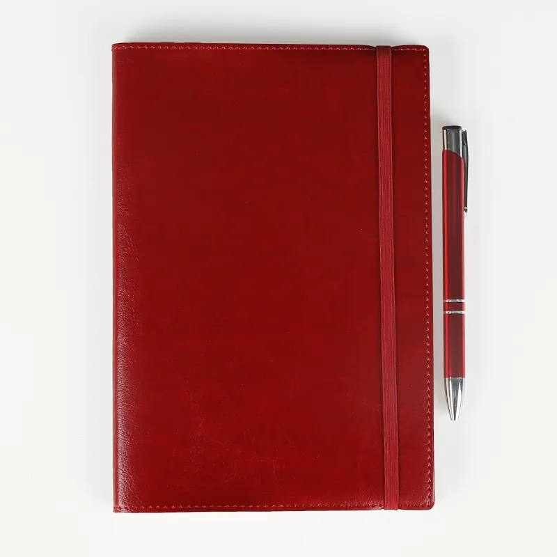 Diario rosso scuro in pelle con copertina morbida A5 con segnalibro e tasca per carte per uso scolastico in ufficio logo personalizzato