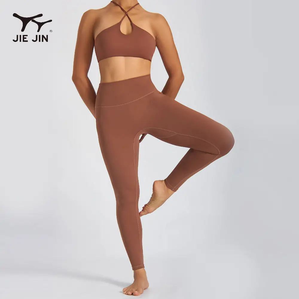 Jiejin Custom Logo Fashion Design Uniek Spandex Vrouwen Gym Actieve Stretch Sportkleding Fitness Yoga Pak