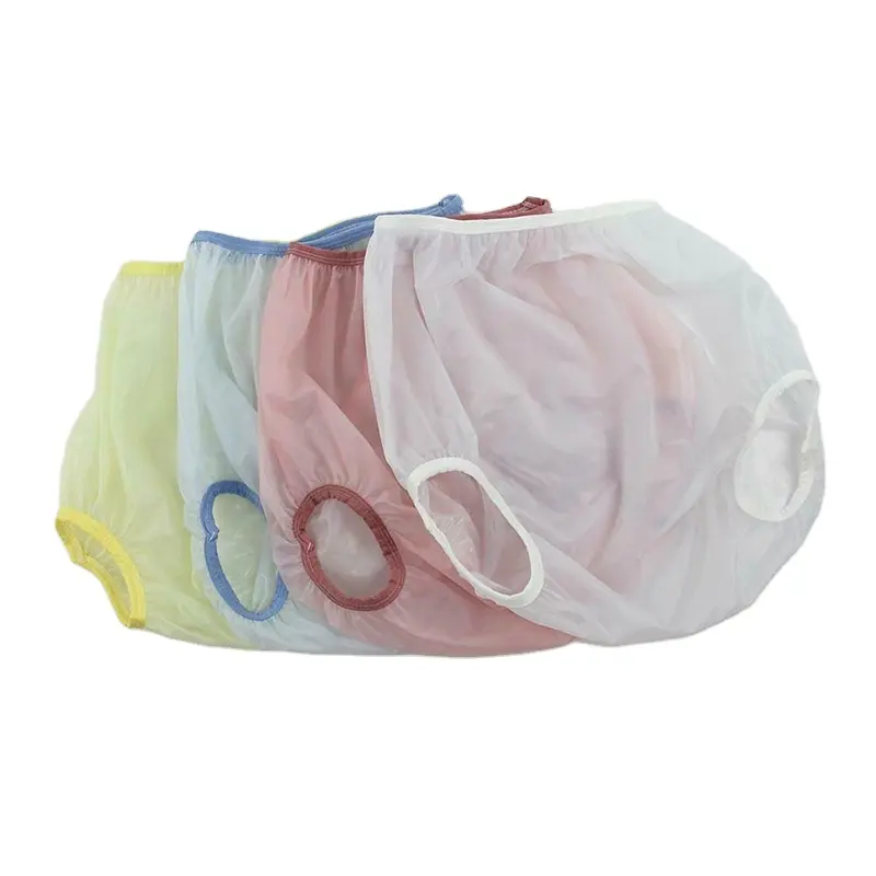 Crianças personalizadas calças impermeáveis calças plásticas pvc branco PVC PEVA bebê calças plásticas