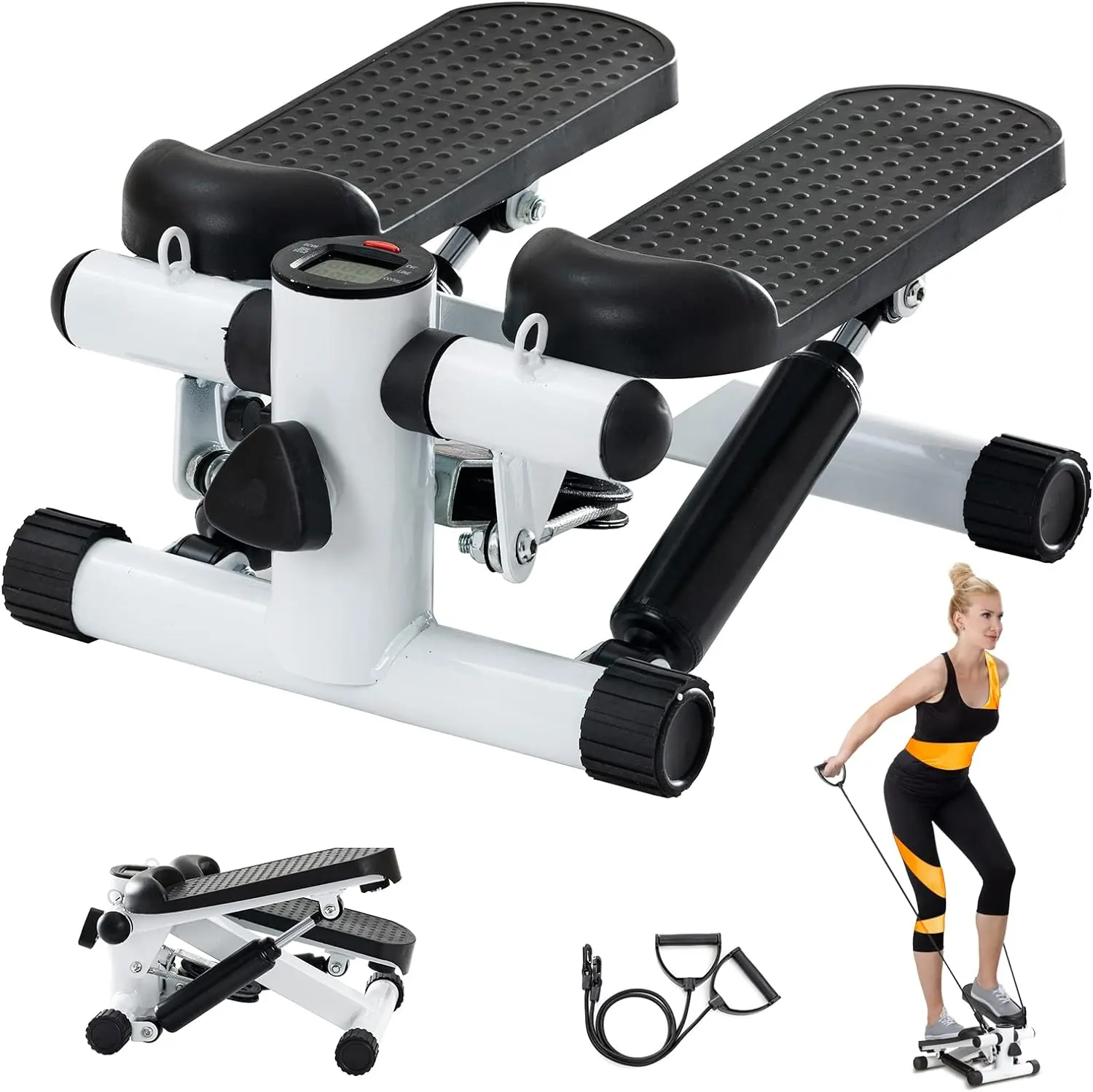 Mini escada fitness portátil para interior de casa, academia, exercício, stepper aeróbico com corda