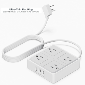 超薄型6-1電源ストリップ4 ACソケット付きUSB A + タイプC WT-2A1C-B USAアウトレットエクステンダー多機能PCB & PCBA - Product Image 4
