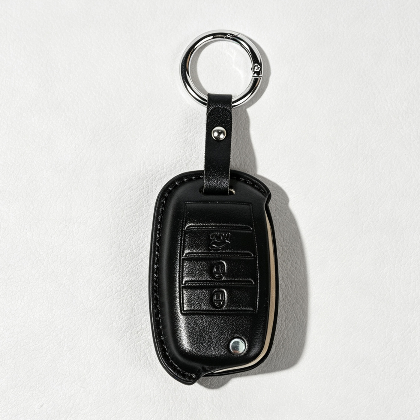 Estuche de cuero negro estilo B - Estuche corto de cuero con hebilla para llave P2