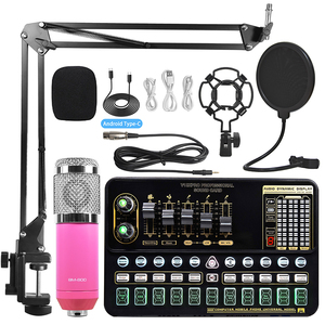 Interfaz de audio profesional Tarjeta de sonido y mezclador con juego de micrófono BM800 para computadora Karaoke Grabación de transmisión en vivo