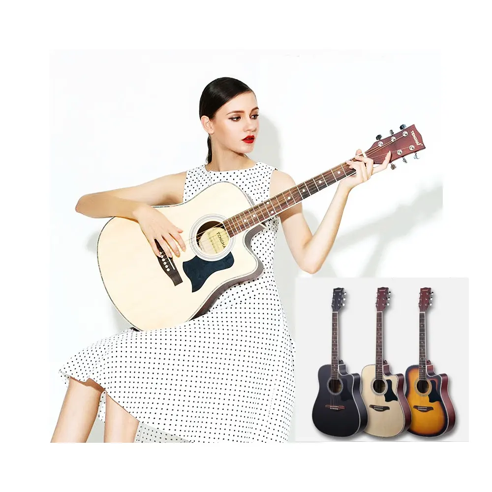 Jelo Th-40A - Guitarra acústica de abeto com 6 cordas, guitarra clássica folk cutaway com ukulele, exclusivo para guitarra acústica