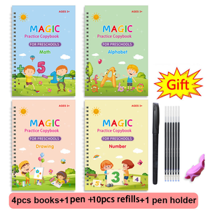 หนังสือฝึกเขียนสำหรับเด็กชุด4ชิ้นแบบใช้ซ้ำได้หนังสือสำหรับใช้ในธุรกิจ