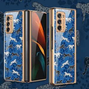 Ultra-บางดอกไม้Electroplatedกระจกสีโทรศัพท์มือถือสําหรับSamsung W21 Z Fold2 Ultra-บางหัวใจShell